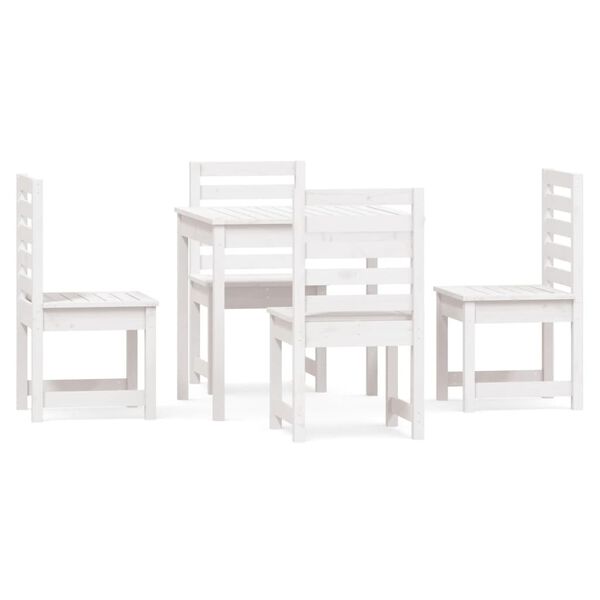 vidaXL Juego de comedor de jardín 5 piezas madera maciza pino blanco