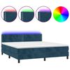 vidaXL Cama box spring colch&oacute;n y LED terciopelo azul oscuro 160x200 cm