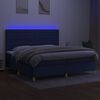 vidaXL Cama box spring colch&oacute;n y luces LED tela azul 200x200 cm