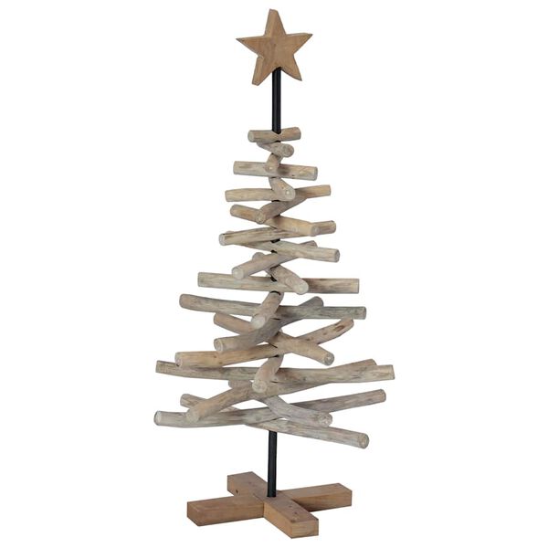 vidaXL &Aacute;rbol de Navidad con soporte Marr&oacute;n 90 cm Madera de teca maciza