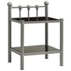vidaXL Mesita de noche metal y vidrio gris y negro 45x34,5x60,5 cm