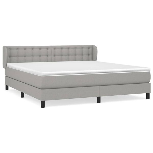 vidaXL Cama box spring con colch&oacute;n tela gris claro 180x200 cm