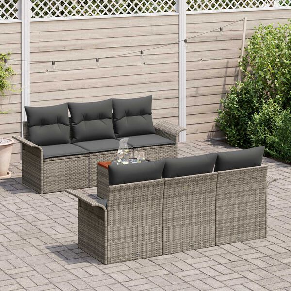 vidaXL Conjunto de sofás de jardín 7 pcs Gris ratán sintético