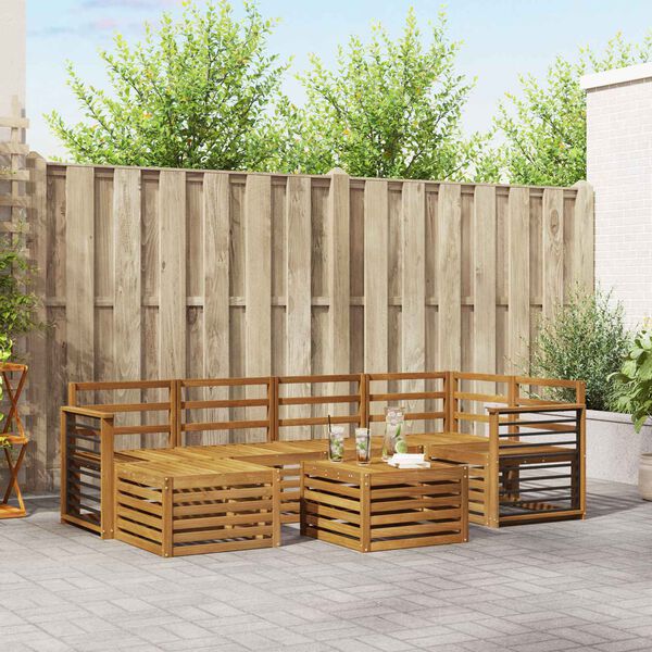 vidaXL Juegos de sof&aacute;s Natural Madera de Acacia S&oacute;lida