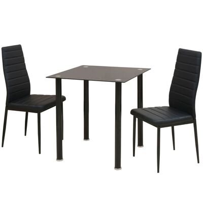vidaXL Conjunto de mesas y sillas de comedor de tres piezas negro