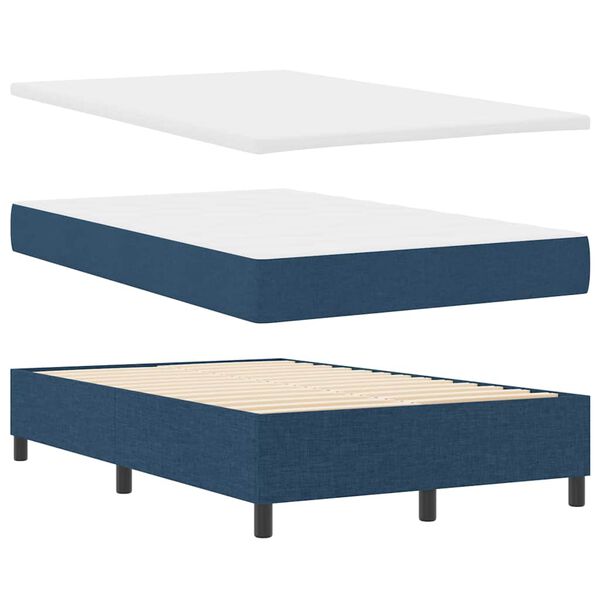 vidaXL Cama tipo Box Spring con colch&oacute;n Azul 120 x 200 cm tela