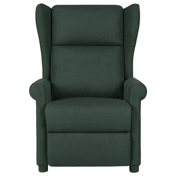 vidaXL Sill&oacute;n reclinable de tela verde oscuro