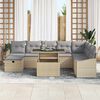 vidaXL Conjunto de sof&aacute; de jard&iacute;n 9 pcs Beige rat&aacute;n sint&eacute;tico