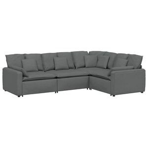 vidaXL Sof&aacute; modular con cojines de tela gris oscuro