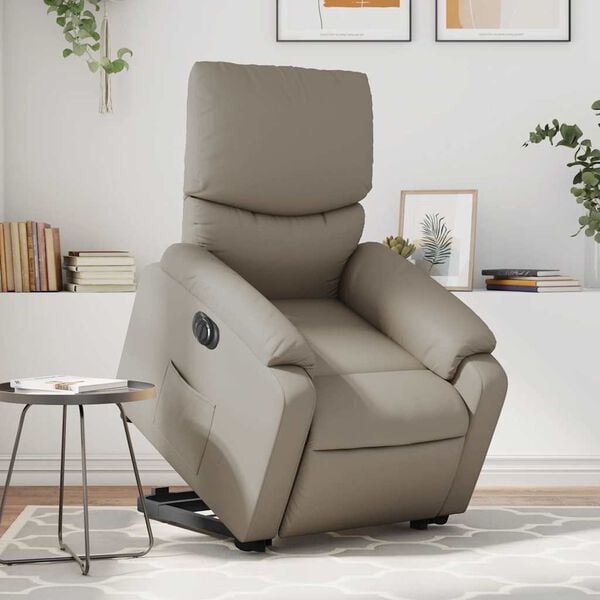 vidaXL Sill&oacute;n elevable el&eacute;ctrico cuero artificial capuchino