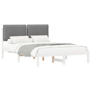 vidaXL Estructura de Cama con Cabecera Tapizada Gris Claro