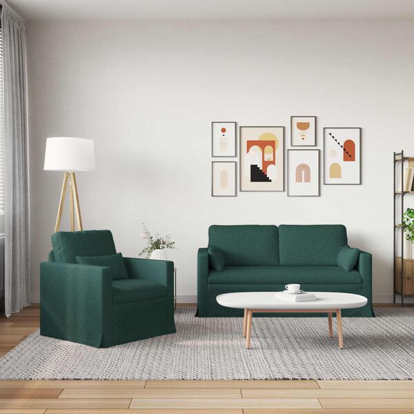 vidaXL Sof&aacute; 140cm 2 pcs Verde oscuro Metal
