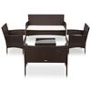 vidaXL Set muebles de jard&iacute;n 5 piezas y cojines rat&aacute;n sint&eacute;tico marr&oacute;n