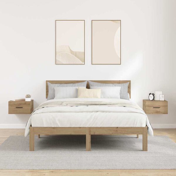 vidaXL Armario de Noche con caj&oacute;n 2 pcs Roble artisan 35 x 35 x 20 cm