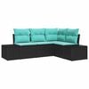 vidaXL Conjunto de sof&aacute;s de jard&iacute;n 4 uds. Negro y Turquesa