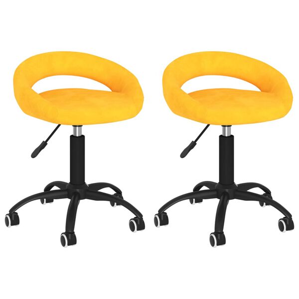 vidaXL Sillas de comedor giratorias 2 uds terciopelo amarillo mostaza