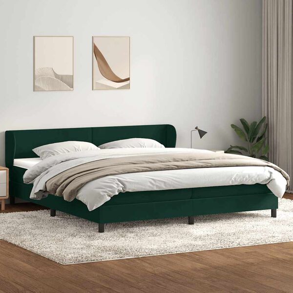 vidaXL Cama box spring con colchones terciopelo verde oscuro 180x220cm