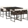 vidaXL Set comedor de jard&iacute;n 5 piezas y cojines rat&aacute;n sint&eacute;tico marr&oacute;n