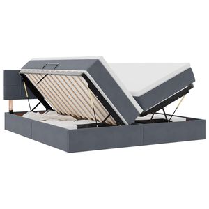 vidaXL Cama con almacenamiento con colch&oacute;n Gris oscuro 90 x 200 cm