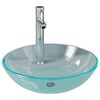 vidaXL Lavabo de ba&ntilde;o con grifo y desag&uuml;e de empuje vidrio templado