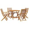 vidaXL Set de comedor de jard&iacute;n 5 pzas tela madera maciza gris taupe