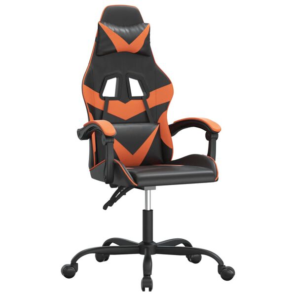 vidaXL Silla gaming cuero sint&eacute;tico negro y naranja