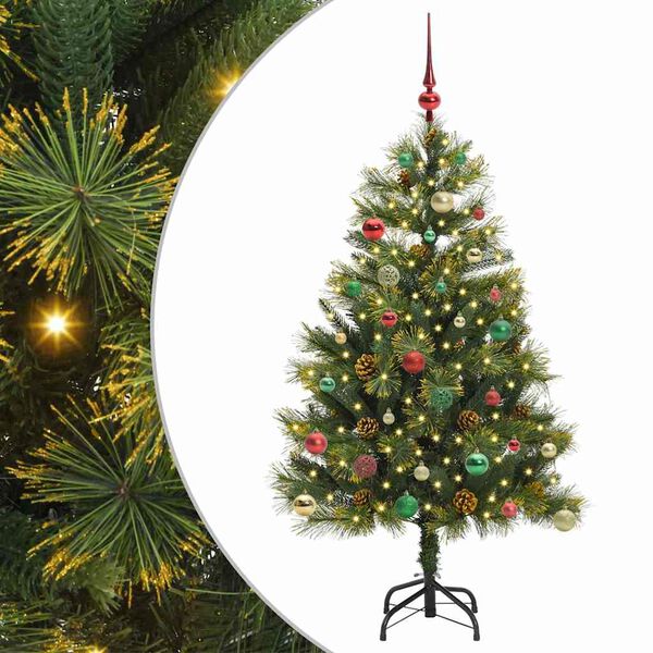 vidaXL Árbol de Navidad artificial con ramas plegables y conos 150 cm