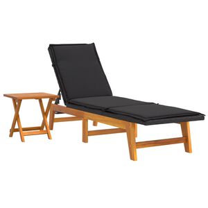 vidaXL Tumbona con mesa rat&aacute;n sint&eacute;tico y madera maciza de acacia