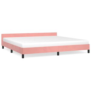 vidaXL Cama con cabecero sin colch&oacute;n terciopelo rosa 200x200 cm