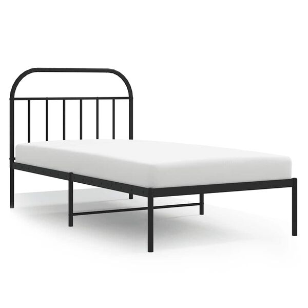 vidaXL Estructura cama sin colch&oacute;n con cabecero metal negro 100x200 cm