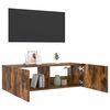 vidaXL Mueble de TV de pared con luces LED roble ahumado 100x35x31 cm