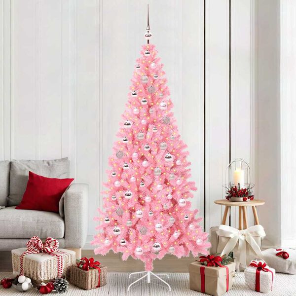 vidaXL &Aacute;rbol de Navidad con 300 LED con soporte Rosa 210 cm PVC