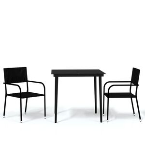 vidaXL Juego de comedor para jard&iacute;n 3 piezas negro