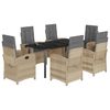 vidaXL Set comedor de jard&iacute;n 7 pzas con cojines rat&aacute;n sint&eacute;tico beige