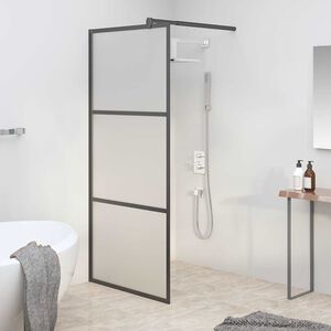 vidaXL Mampara de ducha accesible vidrio ESG esmerilado negro 80x195cm