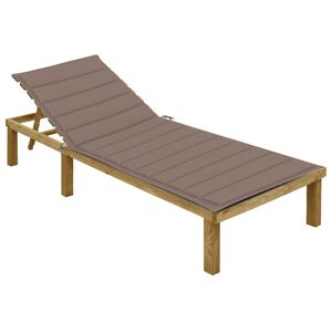 vidaXL Tumbona con coj&iacute;n gris taup&eacute; madera de pino impregnada