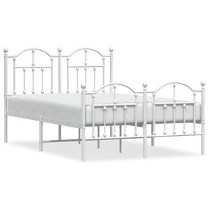vidaXL Estructura cama sin colch&oacute;n con estribo metal blanco 120x190 cm