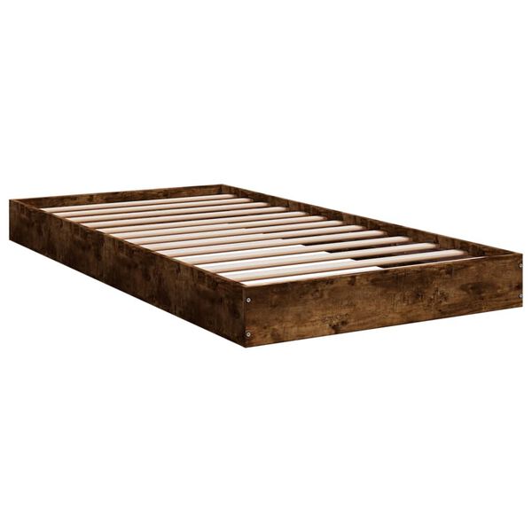 vidaXL Estructura de cama sin colch&oacute;n madera roble ahumado 100x200 cm