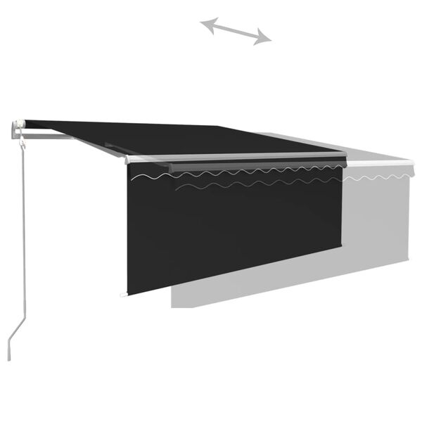 vidaXL Toldo autom&aacute;tico persiana, LED y sensor viento antracita 3x2,5m