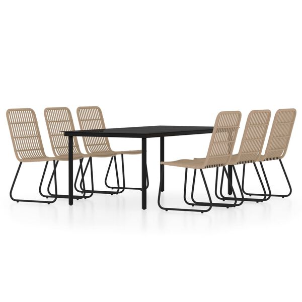 vidaXL Juego de comedor para jard&iacute;n 7 piezas color roble