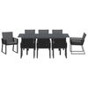 vidaXL Conjunto de Comedor de Jard&iacute;n 9 pcs Negro rat&aacute;n sint&eacute;tico