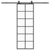 vidaXL Puerta corredera con juego herrajes negro 76x205 cm ESG vidrio