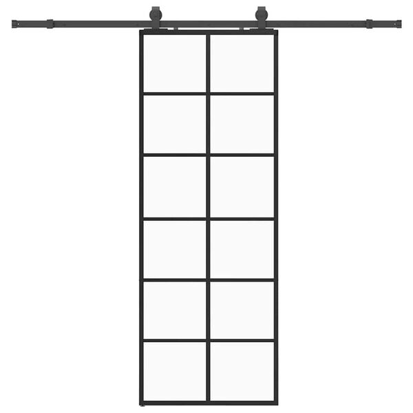 vidaXL Puerta corredera con juego herrajes negro 76x205 cm ESG vidrio