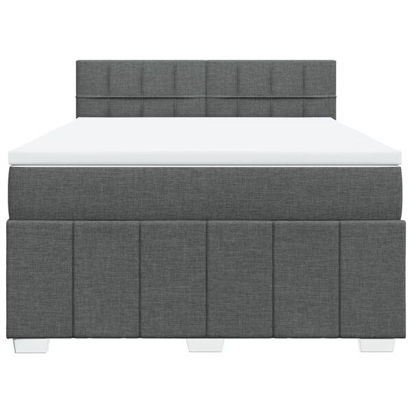 vidaXL Cama box spring con colchón tela gris oscuro 140x200 cm