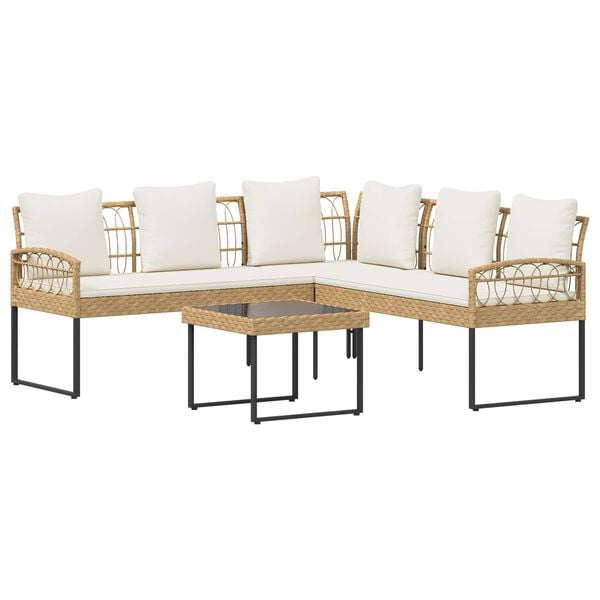 vidaXL Conjunto de sof&aacute;s de jard&iacute;n con coj&iacute;n 2 pcs Natural Acero