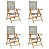 vidaXL Sillas reclinables plegables 4 uds rat&aacute;n PE madera maciza gris
