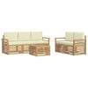vidaXL Conjunto de sof&aacute;s de exterior 6 uds. Blanco y Crema Poli&eacute;ster