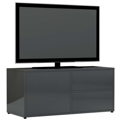 vidaXL Mueble TV madera contrachapada gris brillante 80x34x36 cm