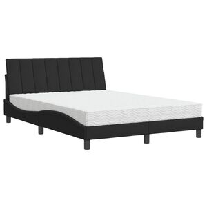 vidaXL Cama con colch&oacute;n Hanko terciopelo negro 140x190 cm