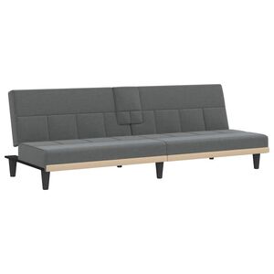 vidaXL Sof&aacute; cama con portavasos tela gris oscuro